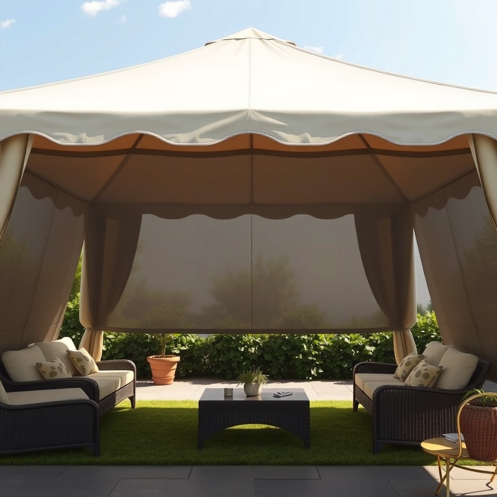 <clean photorealistic photo of a Casanova Royal tent with motorized system