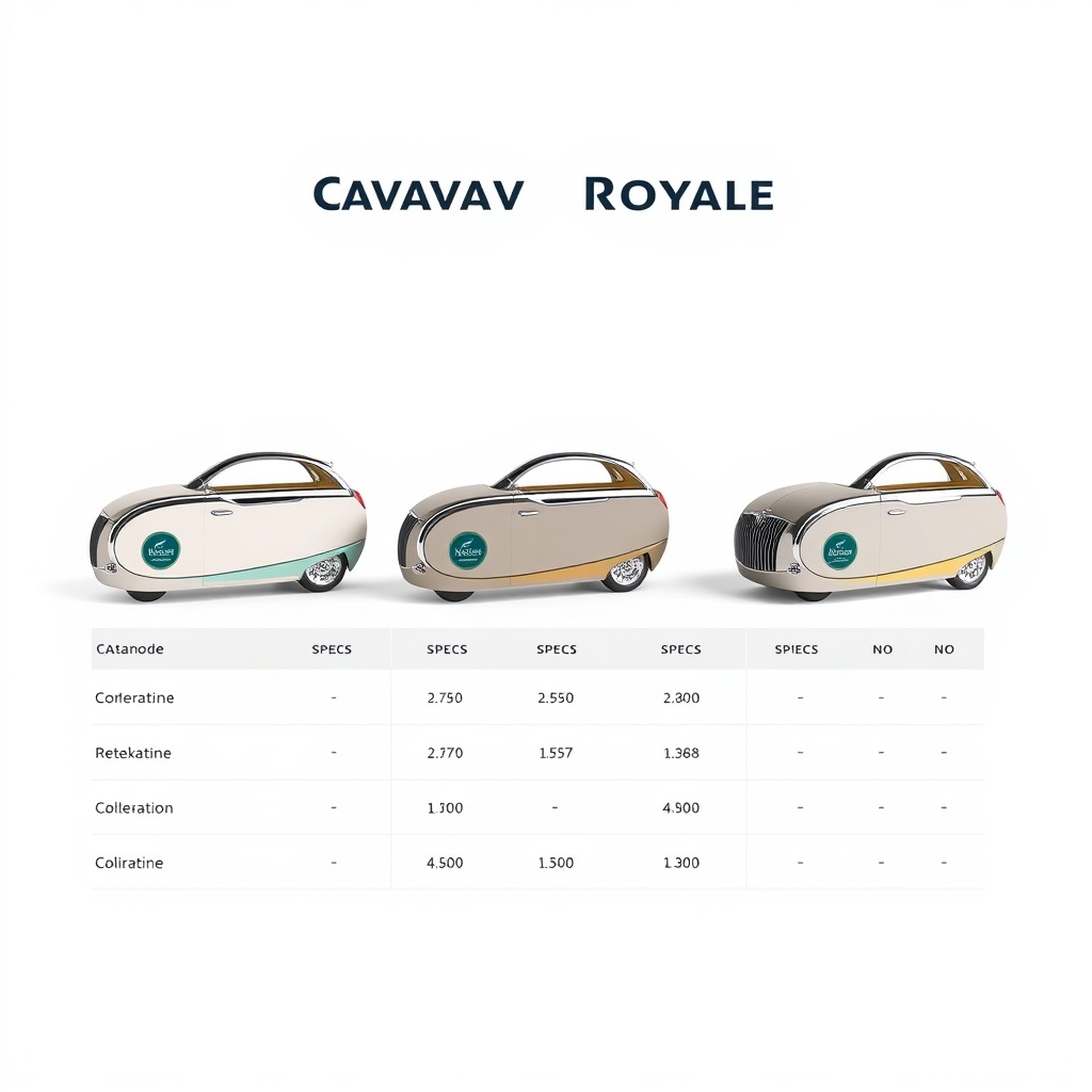 A photorealistic comparison table showing three different Casanova Royale models with pric