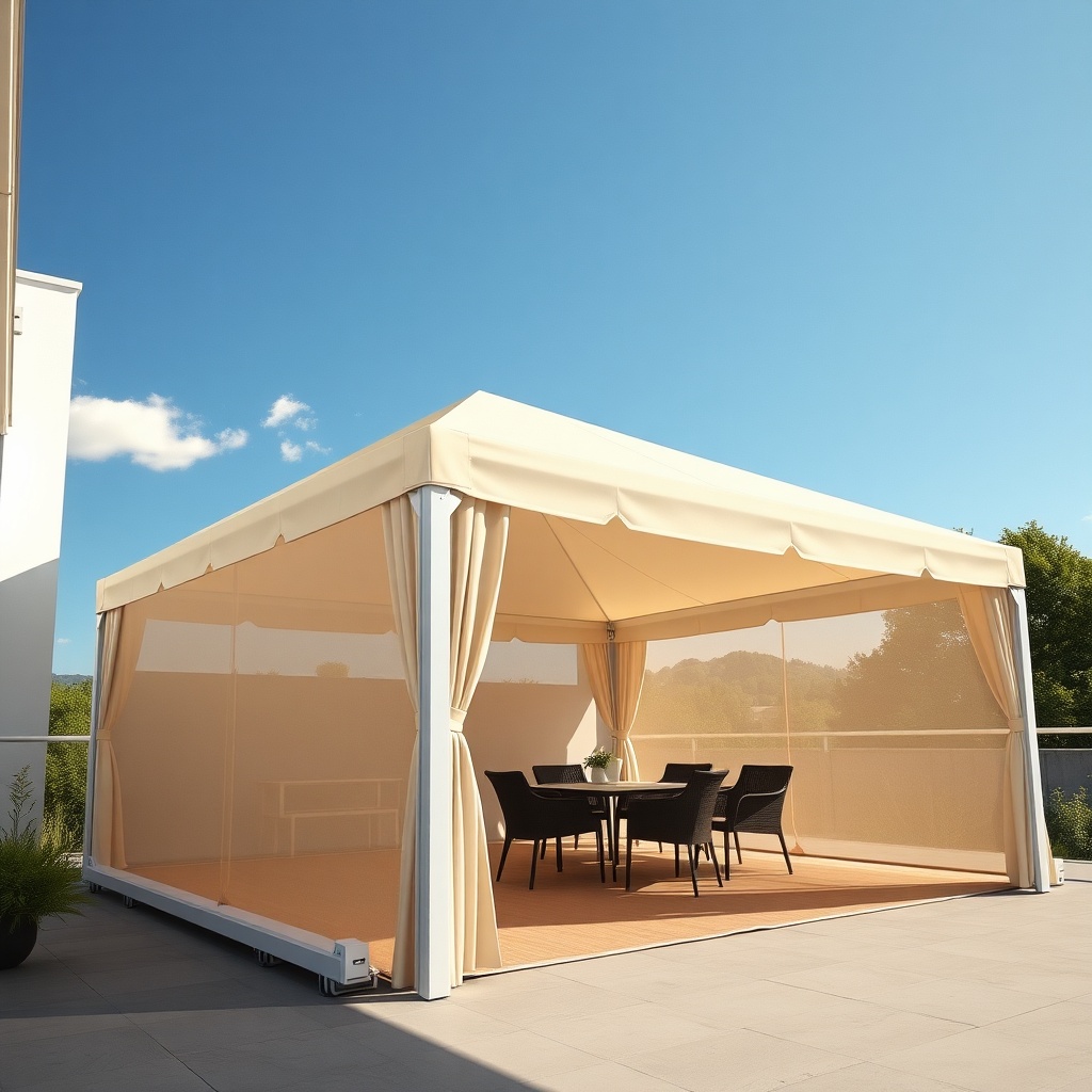 Casanova Royale tent system installed on a modern terrace
