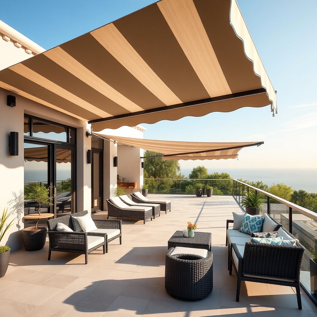 Photo of a large terrace with Casanova Royale awning