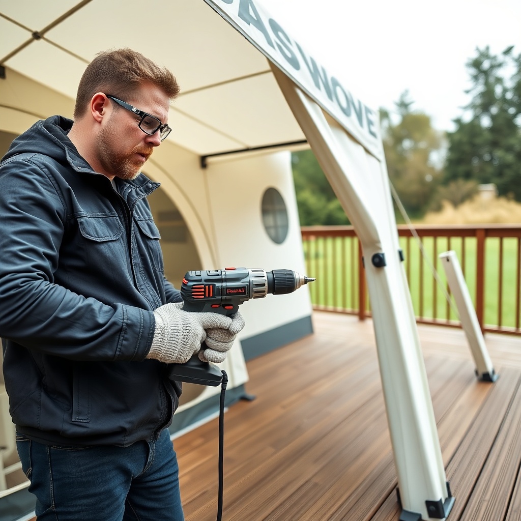 A photorealistic photo of a person wearing safety glasses and gloves