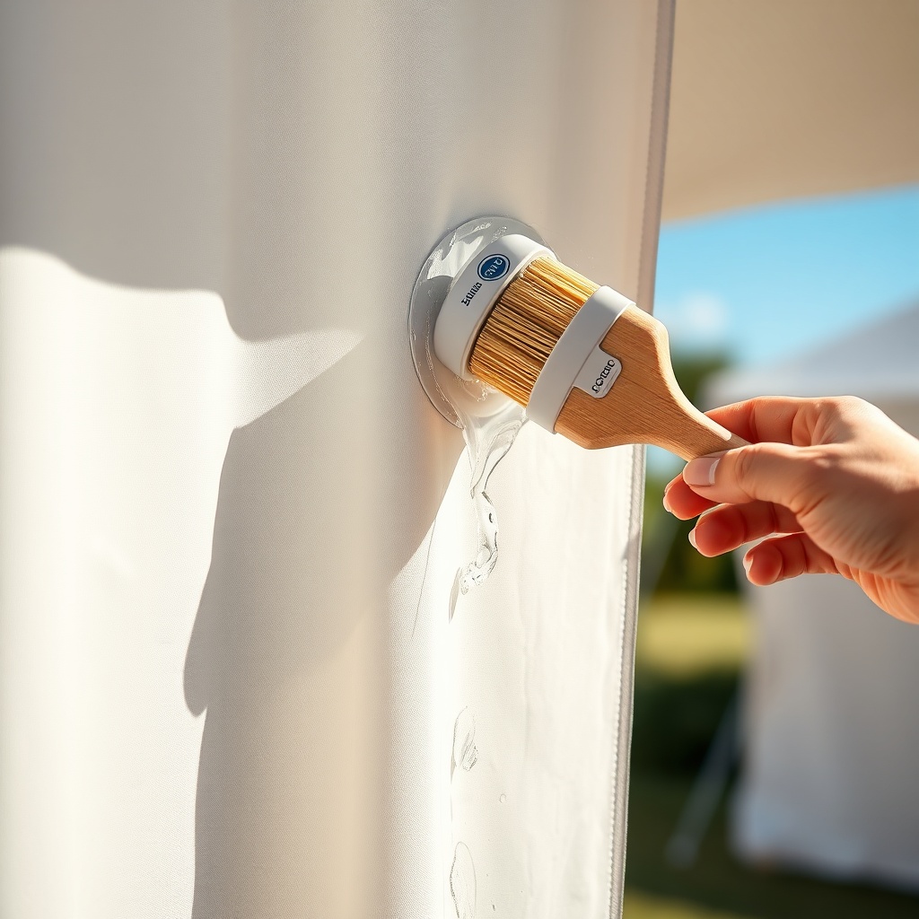 A photorealistic close-up of a Casanova Royale tente fabric being gently cleaned with a so